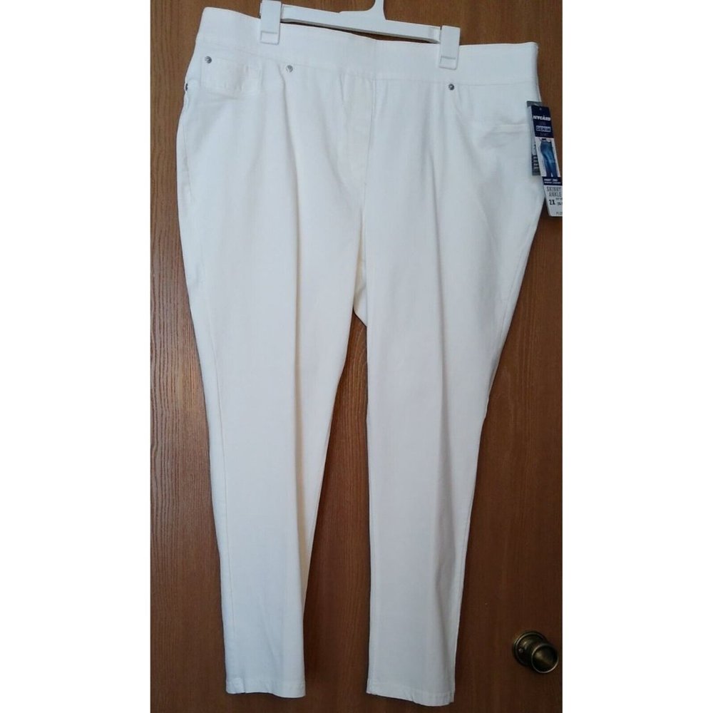 Peter Nygard Womens Size 2X 20-22 Luxe Denim Slim Jeans White Skinny Ankle New